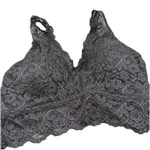 Smart & Sexy Signature Lace Bralette Charcoal Gray/silver Lace XL Lingerie